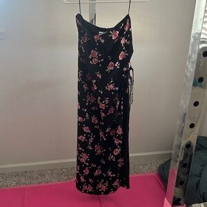 Princess Polly Black Dress with Pink Floral Design